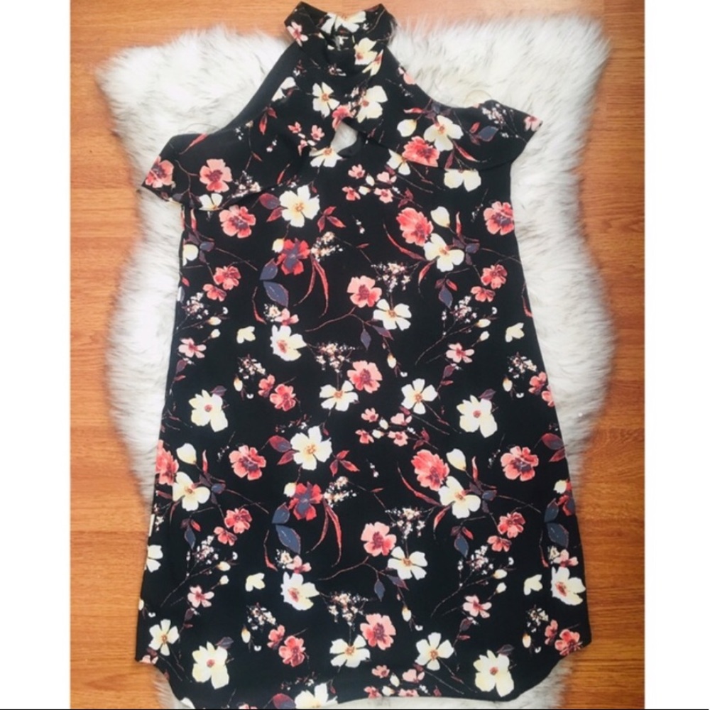 Stylish Maurices Black Floral Print Dress XS